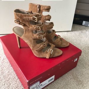 NWT Cognac Strappy Heeled Sandals.